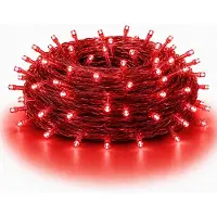 Rosikey 20M 200LEDs 8 Modi Lichterkette Strom LED Weihnachten Lichterkette Transparente Kabel Zimmer Deko Licht Party Garten Weihnachtsbaum Beleuchtung, Rot