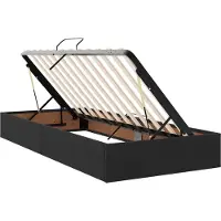 Syfax Ottoman Bettgestell mit Speicher Schwarz 100 x 200 cm Samt