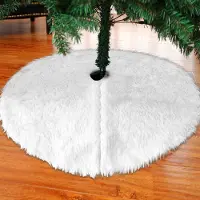 TolleTour Weihnachtsbaumdecke Christbaumdecke Weiß Plüsch Christbaumteppich Rock Rund Filz Tannenbaum Decke kunstfell Weiß,122cm