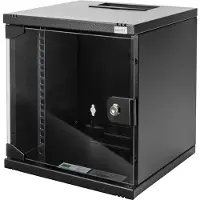 Digitus Netzwerk-Set 254 mm (10") - 6HE, 312 x 300 mm (B x T), Wandmontiertes Regal, 6U, 30 kg, Sperrschloss, Ablageschienen, Schwarz