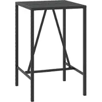 Syfax Bartisch mit Glasplatte Schwarz 70x70x110 cm Poly Rattan