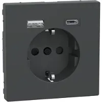 Merten MEG2367-6034 Schuko Steckdose mit USB Ladegerät Anthrazit, System Design MEG23676034
