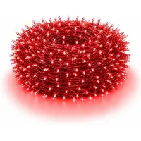 Rosikey 30M 300LEDs 8 Modi Lichterkette Strom LED Weihnachten Lichterkette Transparente Kabel Zimmer Deko Licht Party Garten Weihnachtsbaum Beleuchtung, Rot