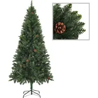 PUEAZU Künstlicher Weihnachtsbaum mit Kiefernzapfen Grün 180 cm - Weihnachtsgirlanden &19373