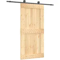 Syfax Schiebetür Natürlich und Schwarz 100 x 210 cm Massivkiefer