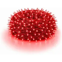 Rosikey 10M 100LEDs 8 Modi Lichterkette Strom LED Weihnachten Lichterkette Transparente Kabel Zimmer Deko Licht Party Garten Weihnachtsbaum Beleuchtung, Rot