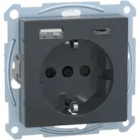 Merten MEG2367-0414 Schuko Steckdose mit USB Ladegerät Anthrazit System M MEG23670414