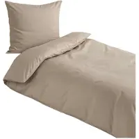 TRAUMSCHLAF Uni Mako-Satin Bettwäsche 155x220 cm + 80x80 cm beige
