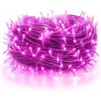 Rosikey 50M 500LEDs 8 Modi Lichterkette Strom LED Weihnachten Lichterkette Transparente Kabel Zimmer Deko Licht Party Garten Weihnachtsbaum Beleuchtung, Rosa