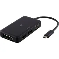 Deltaco USBC-MULTI, USB 3.2 Gen 1 (3.1 Gen 1) Type-C, DisplayPort,VGA, 4096 x 2160 Pixel, Schwarz, 55 mm, 95 mm