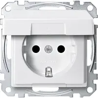 Merten SCHUKO-Steckdose mit Klappdeckel, BRS, Steckklemmen, polarweiß, System M, 1 Stk.