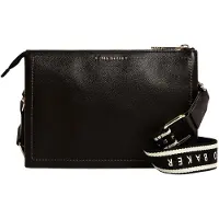 Ted Baker Leder Umhängetasche Schultertasche Larinda Webbing Leather Crossbody Bag Black schwarz