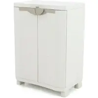 Plastiken Garderobe aus Harz, hell- und dunkelbeige, 70x45x100 cm, mit 2 Regalen, Bausatz