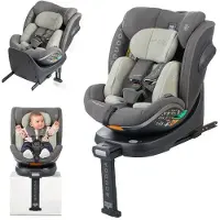 Babyauto Kindersitz – – SCUDDA – Gruppe 0/1/2/3 – 40/150 cm – I-Size – Drehbar – Verstellbare Rückenlehne – Sitzverkleinerer – Stützfuß – Olivgrün