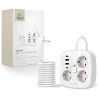 Tech-Protect Pcs3X4 Steckdosenleiste, 3 Netzsteckdosen, 2Xusb-A, 2Xusb-C 200 cm - Weiß