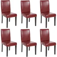 Mendler 6er-Set Esszimmerstuhl Stuhl Küchenstuhl Littau Kunstleder, rot-braun, dunkle Beine
