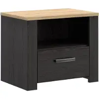 Aucune Nachttisch mit 1 Schublade und 1 Nische - BOHOL - Eiche / Weiß - B61,6 x T42 x H52 cm