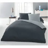 Lovely Home Bettbezug-Set – 220 x 240 cm – 100 % Baumwolle – zweifarbig hell- und dunkelgrau