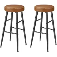 Helloshop26 Barhocker - - Set von 2 - PU - Sitzhöhe 63 cm - Karamellbraun
