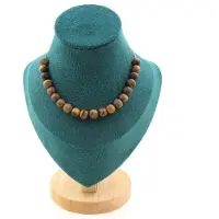Bijoux Edelsteine und Mineralien. Halskette mit 20 matten Tigerauge-Perlen 8 mm. Kette aus Edelstahl für Frauen, Männer. Personalisierte Größe.