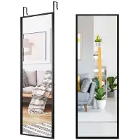Helloshop26 Wandspiegel - - 36,5x107 cm - Rahmen aus schwarzem Eisen - Hochauflösendes Glas - Splittersicheres Glas