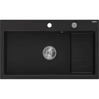 Mexen Omar Granitspüle 1-Becken 800 x 480 mm, schwarz, Siphon Chrom - 6520801005-77