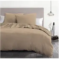 HOME LINGE PASSION 3-teiliges Mikrofaser-Bettwäscheset, 82 g – 220 x 240 cm – Beige