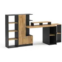 Vicco Schreibtisch Tomy Anthrazit/Goldkraft Eiche 150 x 59 cm 5er Set, Model 59854
