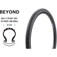 Beyond Fahrrad Reifen 47-622 E-Bike City Bike 28x1.75 Reflex Pannensicher E25