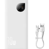 Baseus Powerbank mit Digitalanzeige 2Xusba/1Xusb-C 10000Mah 30W Weiß