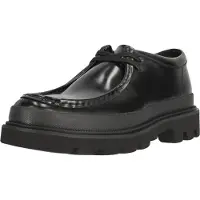 Clarks Schnürschuhe Badell Seam mit extra leichter Chunky-Sohle 1216A Blk HiShine Lea 46