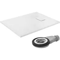 LuxeBath Duschwanne 100x80 cm Weiß mit Ablaufgarnitur aus SMC H:3 cm