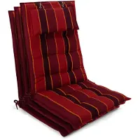 Beautissu 2er Set Sun-HL Hochlehner Auflage 120x50x8cm Rot-Anthrazit-Gestreift