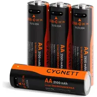 Cygnett AA USB-C Rechargeable Battery - 4 Pack - Black