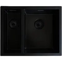 Caressi CAQPP1534R10BK-FL Spüle, Flächenbündig. Große Spüle, rechts. Schwarz.