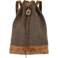 Sima Klassischer Damen Rucksack aus robustem Leder und Filz mit zwei Lederriemen, Braun