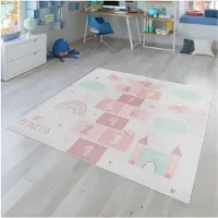 TT Home Kinderzimmerteppich Teppich Kinderteppich Rutschfest Herz Wolke Schmetterling