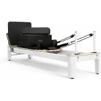 PH Fitness Pilates Reformer aus Aluminium mit 6 Federn, verstellbarer Footbar & Box – Profi Ganzkörpertraining für Zuhause & Studio - Weiß