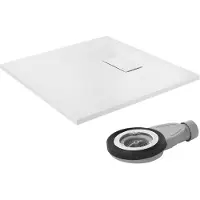 LuxeBath Duschwanne 80x80 cm Weiß mit Ablaufgarnitur aus SMC H:3 cm