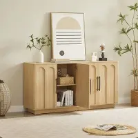 STILVORA Sideboard MDF eichefarben 160x40x80 cm, Soft-Close, Kippsicherung