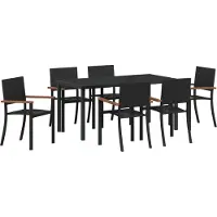 vidaXL Möbel 7-teiliges Garten-Essset Schwarz Poly-Rattan - Gartenstühle 3379419