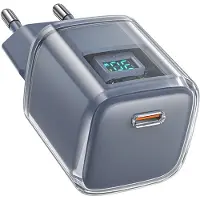 Acefast Pd 30W Gan Usb-C Schnellladegerät mit Display Grau