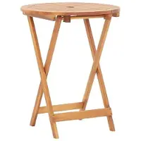StarTech.com Gartentisch 60x75 cm - Runder klappbarer Tisch - Massives Akazienholz - Schirmloch - Balkon Terrassenmöbel - Armeegrün