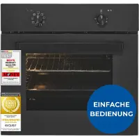 Exquisit Einbaubackofen, 67l Nutzinhalt, 8 Funktionen, Umluft, Energieklasse A, EBE367-U-120 mattschwarz