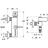 Hansa Brause-Thermostat HANSATEMPRA AP, mit Sicherheitseinrichtung, chrom