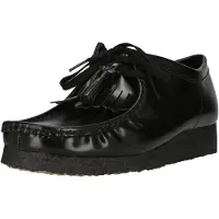Clarks Originals Schnürschuhe Wallabee mit dekorativen Quasten 1216A Blk HiShine Lea 46