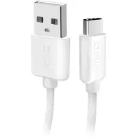 SBS USB-A - USB-C-Textilkabel mit Kabelhalter, 1,5 Meter