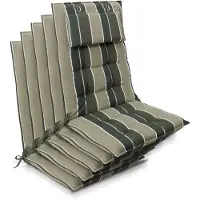 Beautissu 5er Set Sun-HL Hochlehner Auflage 120x50x8cm Grün-Gestreift