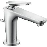 Hansgrohe AXOR Citterio C Einhebel-Waschtischmischer 90 mit Coolstart für Handwaschbecken und Zugstangen-Ablaufgarnitur, Chrom, 49010000