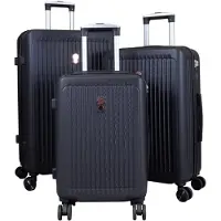 Monopol Hartschalenkofferset Toledo 3teilige Trolleyset mit 4 Rollen Reisekofferset 3er Set L+M+S schwarz